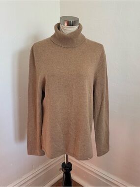 Lord & Taylor Camel 100% Cashmere Turtleneck Sweater